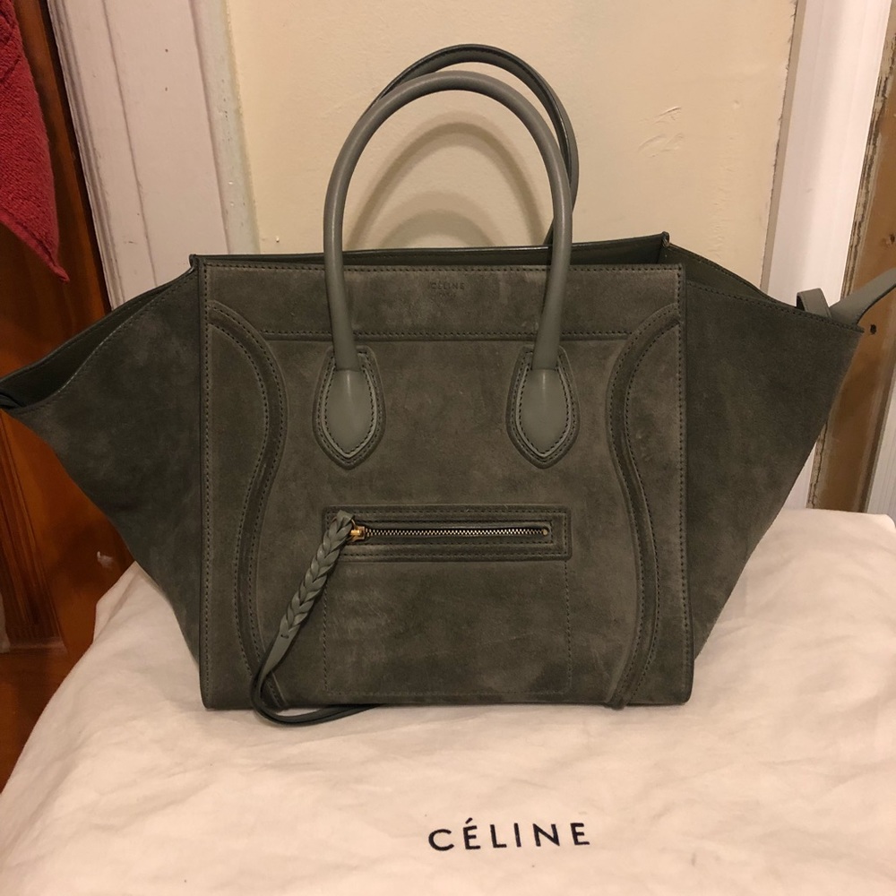 Authentic Celine Phantom Luggage Suede Grey Tote